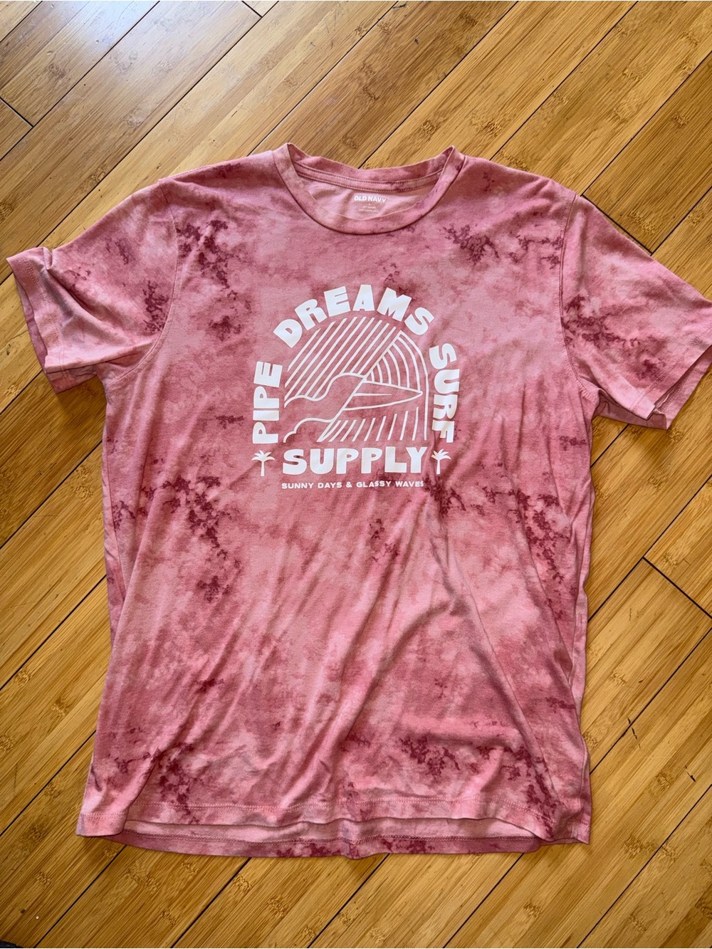 Old Navy Pink Tie-Dye 'Pipe Dreams Surf Supply' Graphic Tee